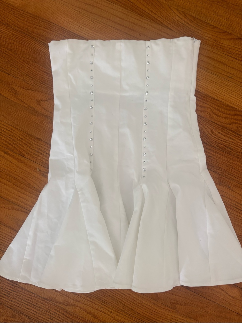 Gimaguas White Stud-Trim Flared Mini Skirt